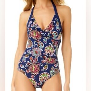 Liz Claiborne Paisley One Piece Swimsuit Size 16 MSRP $89 New with Tags